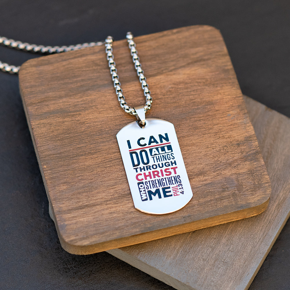 I Can Do All Things Dog Tag Necklace