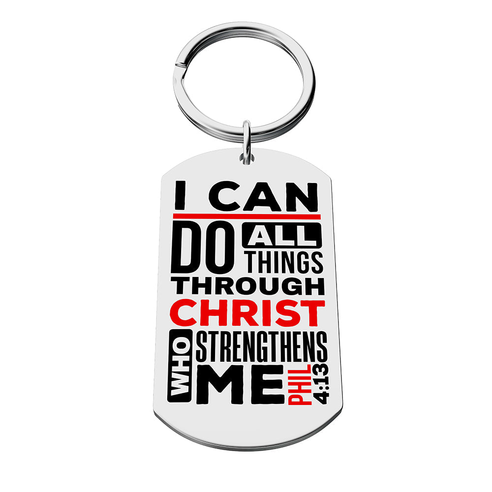 I Can Do All Things Dog Tag Key Chain