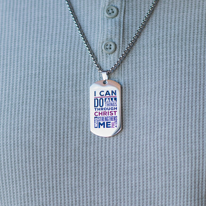 I Can Do All Things Dog Tag Necklace