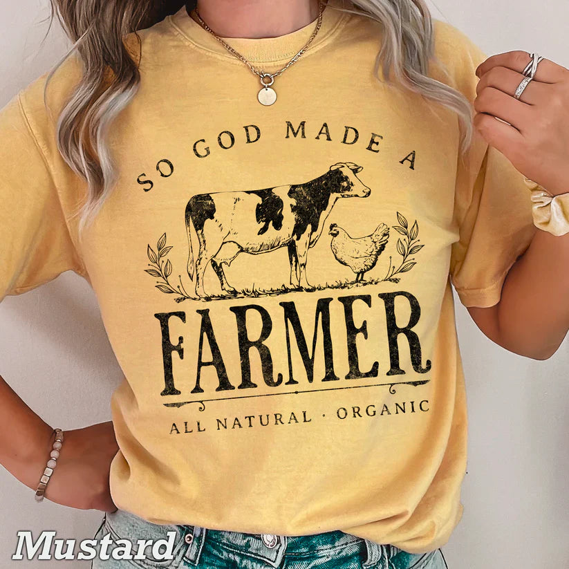 So God Made A Farmer  -  Christian Shirt - Christian Apparel - Graphic Tee - Christian Gift (5-20)
