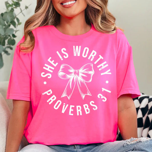 She Is Worthy - Christian Shirt - Jesus Tee - Christian Apparel - Christian Gift(2-32)