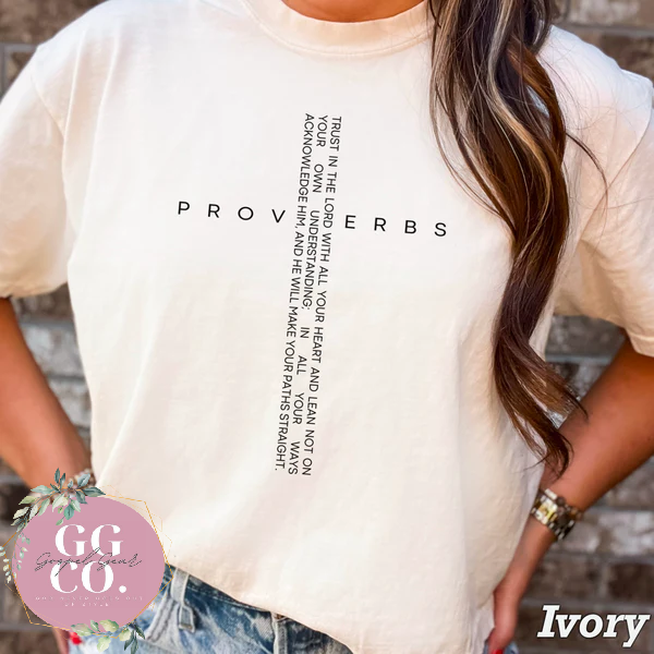 Proverbs Cross  -  Christian Shirt - Christian Apparel - Graphic Tee - Christian Gift (8-10)