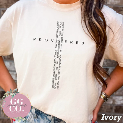 Proverbs Cross  -  Christian Shirt - Christian Apparel - Graphic Tee - Christian Gift (8-10)