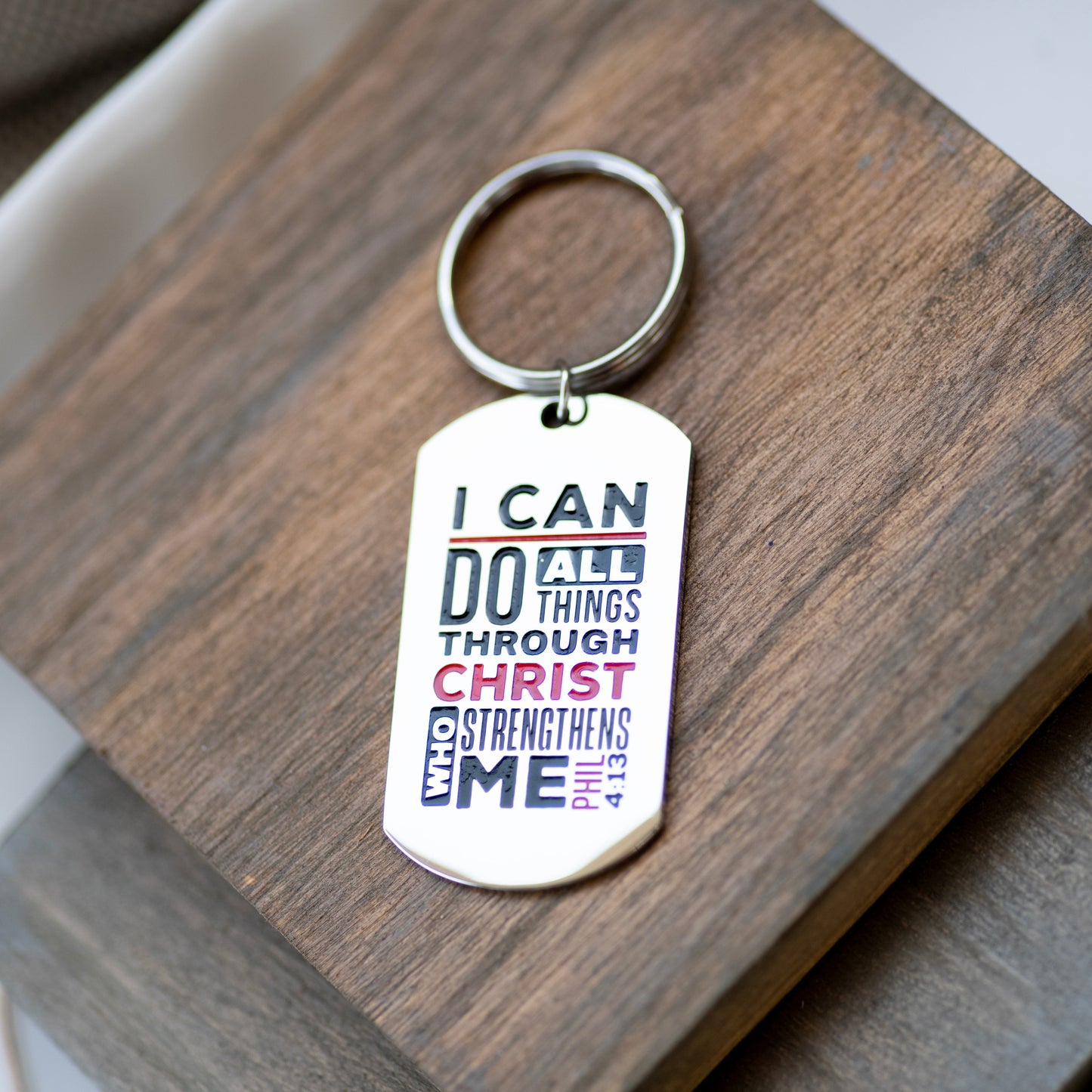 I Can Do All Things Dog Tag Key Chain