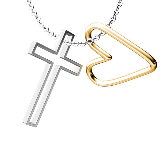 Open Heart Cross Necklace
