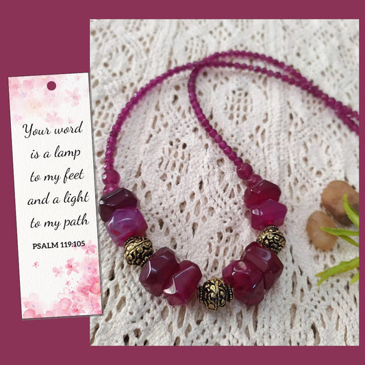 Handcrafted Agate chain with bible verse bookmarks from Sonia