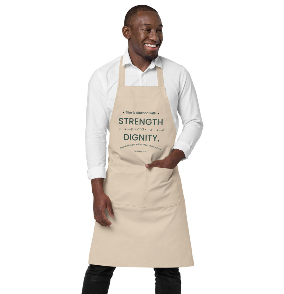 Proverbs 31:25 Organic Cotton Apron