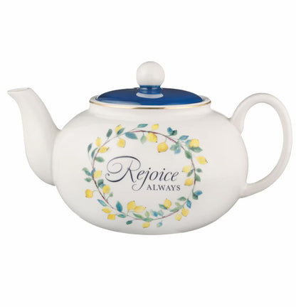 Rejoice Always Lemon Ceramic Teapot - 1 Thessalonians 5:16