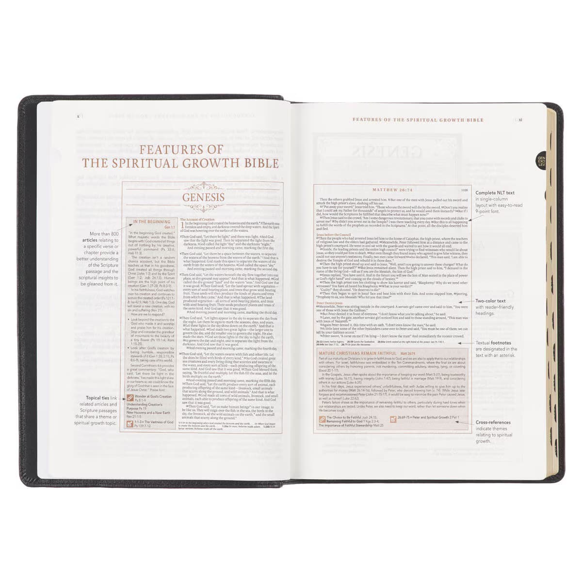Black Full Grain Leather Spiritual Growth Bible
