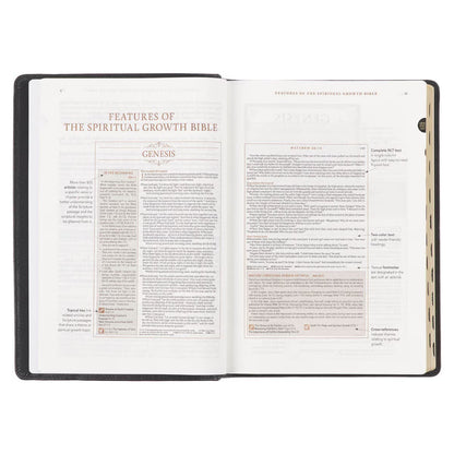 Black Full Grain Leather Spiritual Growth Bible
