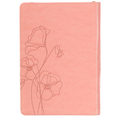 Pink Faux Leather Journal with Zipper Closure