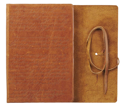 Wings of Eagles Saddle Tan Full Grain Leather Journal with Wrap Closure Isaiah 40:31
