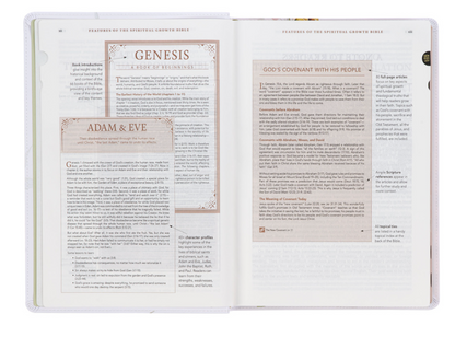 Cream-colored Floral Faux Leather Spiritual Growth Bible