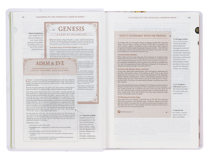 Cream-colored Floral Faux Leather Spiritual Growth Bible