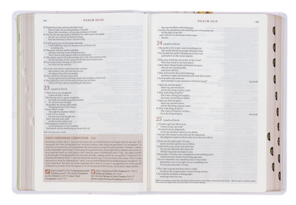 Cream-colored Floral Faux Leather Spiritual Growth Bible