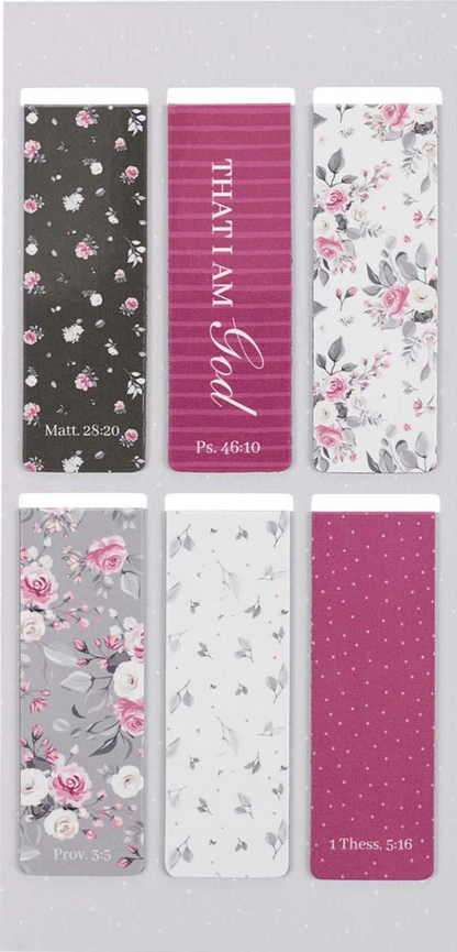 Pink Roses Magnetic Bookmark Set