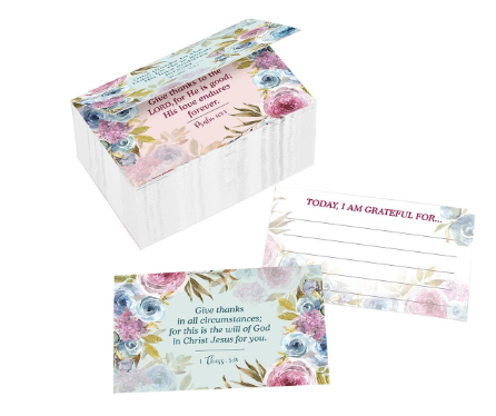 Give Thanks Pink Ranunculus Glass Gratitude Jar with Cards 1 Thessalonians 5:18