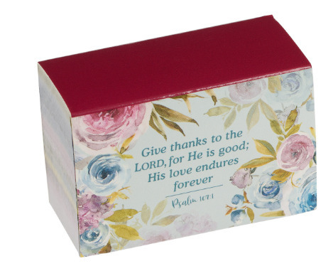 Give Thanks Pink Ranunculus Glass Gratitude Jar with Cards 1 Thessalonians 5:18