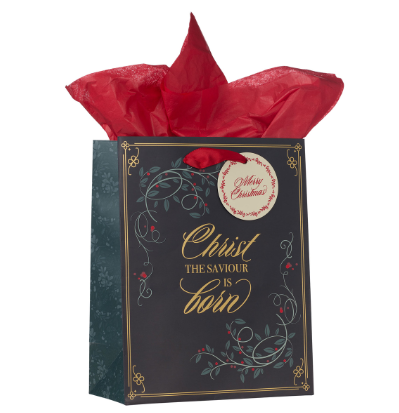 Christ is Born Medium Black Christmas Gift Bag
