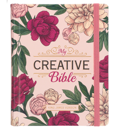 Rose-pink Floral Faux Leather Hardcover KJV My Creative Bible with Elastic Closure