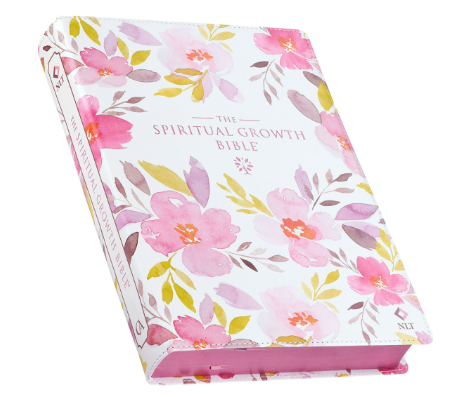 Pink Floral Faux Leather Spiritual Growth Bible
