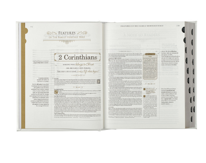 White Faux Leather Hardcover Family Heritage Bible