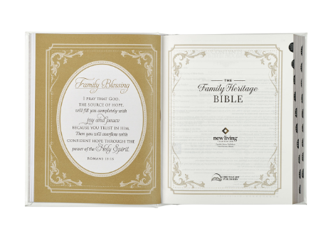 White Faux Leather Hardcover Family Heritage Bible