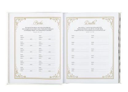 White Faux Leather Hardcover Family Heritage Bible