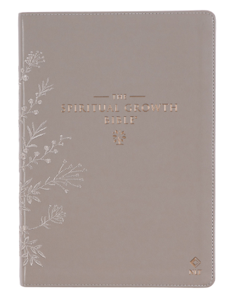 Embroidered Taupe Faux Leather Spiritual Growth Bible