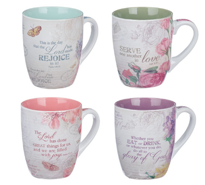Floral Inspirations Four Piece Coffee Mug Set