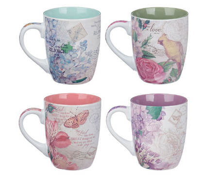 Floral Inspirations Four Piece Coffee Mug Set