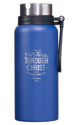 I Can Do All Things Blue Stainless Steel Water Bottle - Philippians 4:13