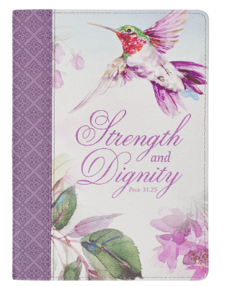 Strength & Dignity Hummingbird Purple Faux Leather Classic Journal with Zipper Closure - Proverbs 31:25