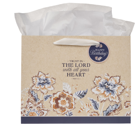 Trust in the Lord Honey-brown and Navy Large Landscape Gift Bag