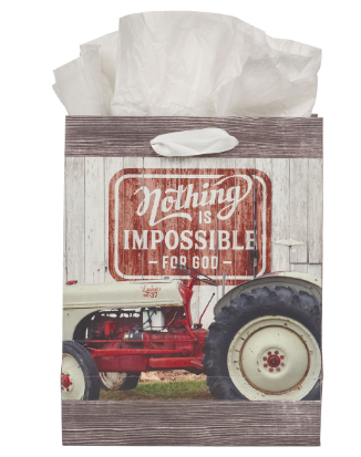 Nothing is Impossible Red Vintage Farm Medium Gift Bag - Luke 1:37