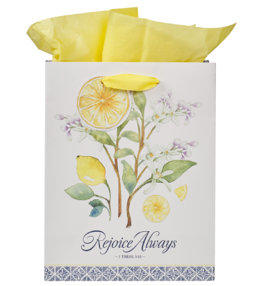 Rejoice Always White Lemon Medium Gift Bag 