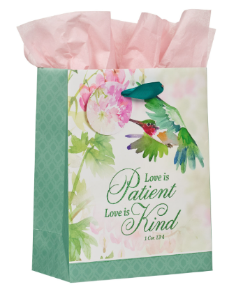 Love is Patient Hummingbird Medium Gift Bag