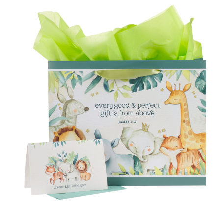 Every Good and Perfect Gift Forest Animals Large Landscape Gift Bag with Card Set - James 1:17