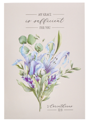 My Grace is Sufficient Lilac Floral Notepad 2 Corinthians