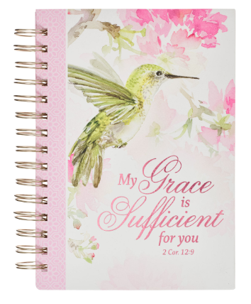 My Grace is Sufficient Chartreuse Hummingbird Large Wirebound Journal
