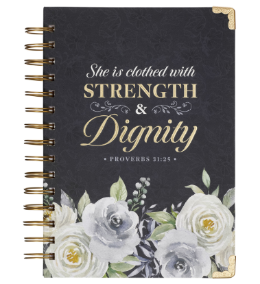 Strength & Dignity Indigo Rose Large Wirebound Journal - Proverbs 31:25