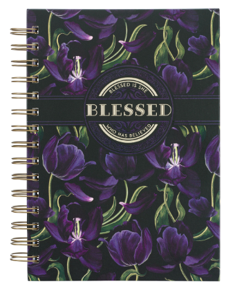 Blessed is She Purple Tulip Large Wirebound Journal - Luke 1:45