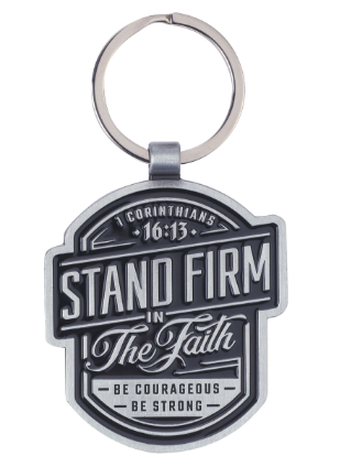 Stand Firm Black Epoxy-filled Metal Keychain - 1 Corinthians 16:13