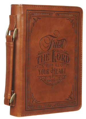 Trust in the Lord Honey-brown Faux Leather Classic Bible Cover - Proverbs 3:5