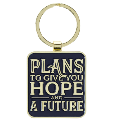 Plans to Give You Hope Epoxy-coated Metal Keychain - Jeremiah 29:11