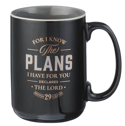 The Plans Black Ceramic Coffee Mug - Jeremiah 29:11