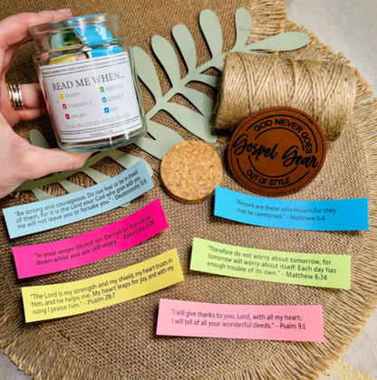 Read Me When Jar, Bible Verse Jar, Glass Scripture Jar, Prayer Jar, Christian Gift, Mental Health, Anxiety, Confirmation Gift, Color Coded
