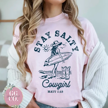 Salty Cowgirl -  Christian Shirt - Christian Apparel - Graphic Tee - Christian Gift  (9-20)