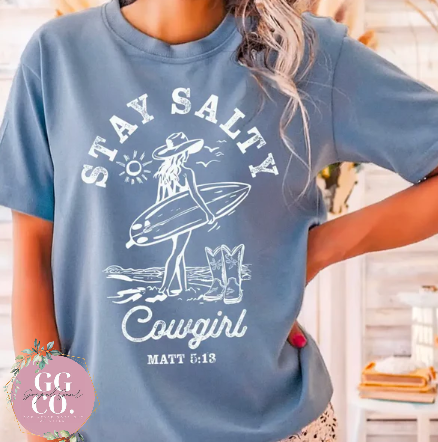 Salty Cowgirl -  Christian Shirt - Christian Apparel - Graphic Tee - Christian Gift  (9-20)