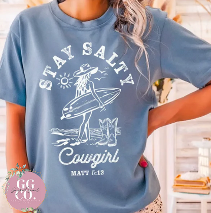 Salty Cowgirl -  Christian Shirt - Christian Apparel - Graphic Tee - Christian Gift  (9-20)